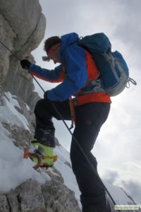 Skitour Birnhorn - Kletterstelle beim GIpfelanstieg